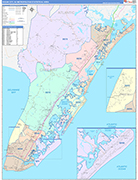 Ocean City Metro Area Wall Map Color Cast Style